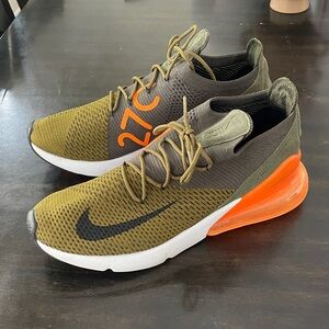 Nike Air Max 270 Olive and Orange Sneakers Size 12